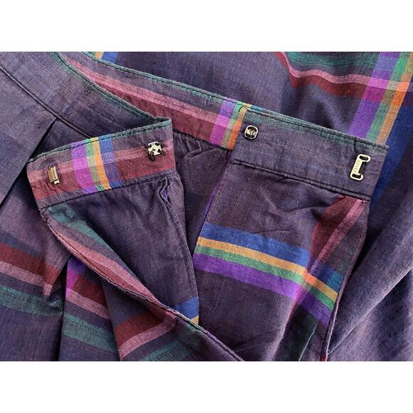 Vintage Women's J. Davis Ltd. Plaid Pleated Midi Skirt Pockets Side Closure 80's - Picture 4 of 5